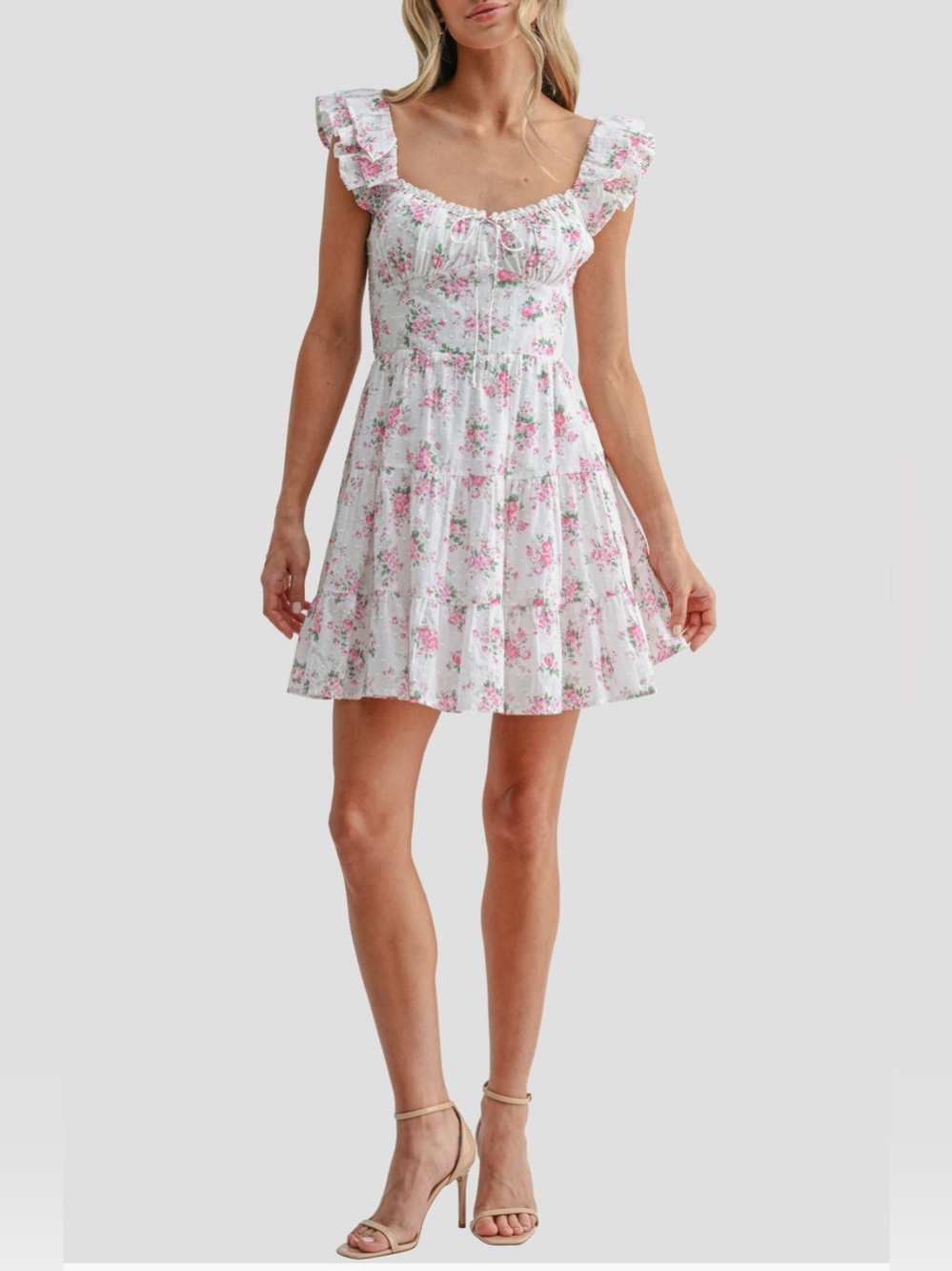 Lush Flutter Sleeve Tiered Minidress
